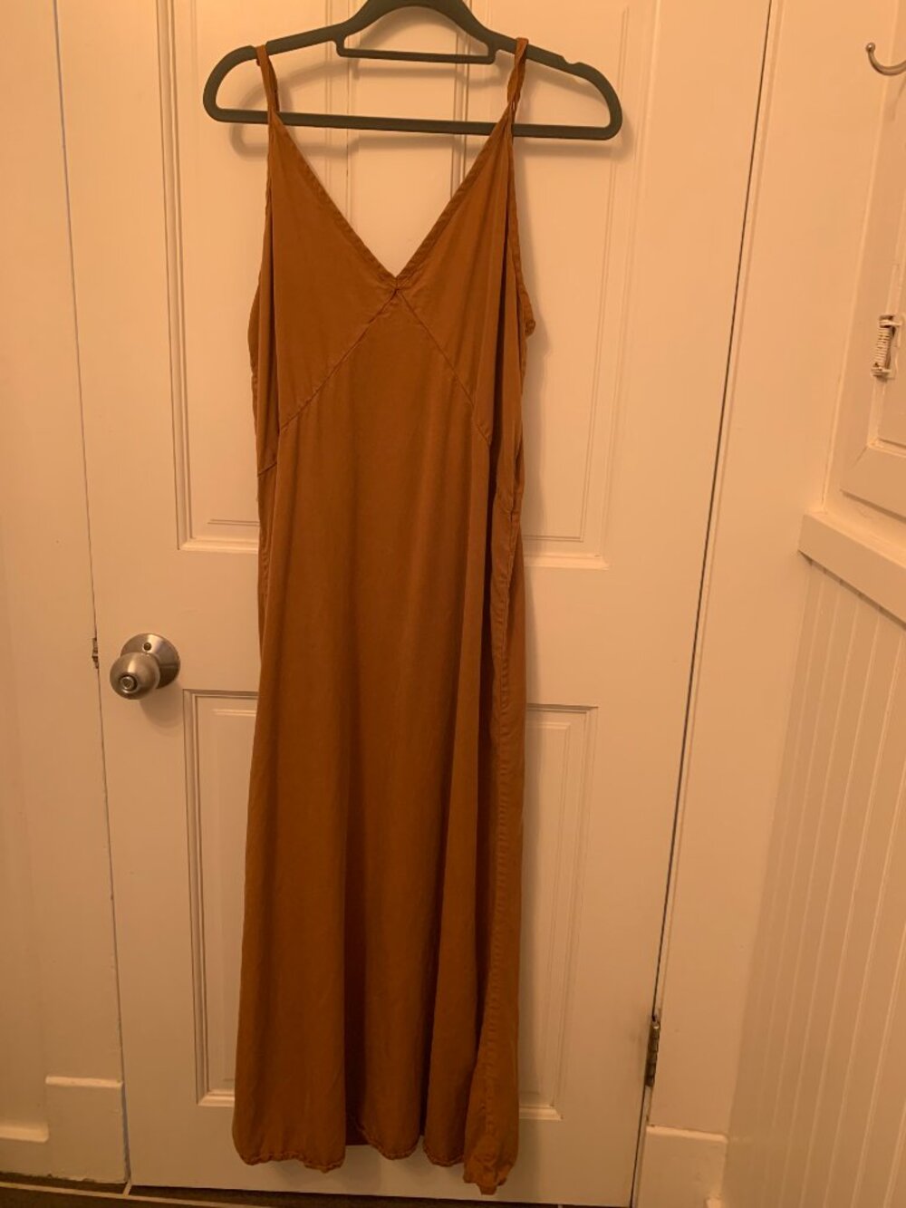 Quince Vintage Wash Tencel Maxi Slip Dress Terracotta Size Small